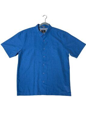 Quiksilver Waterman Collection XL Blue Short Sleeve Button-Down Shirt Comfort Fi